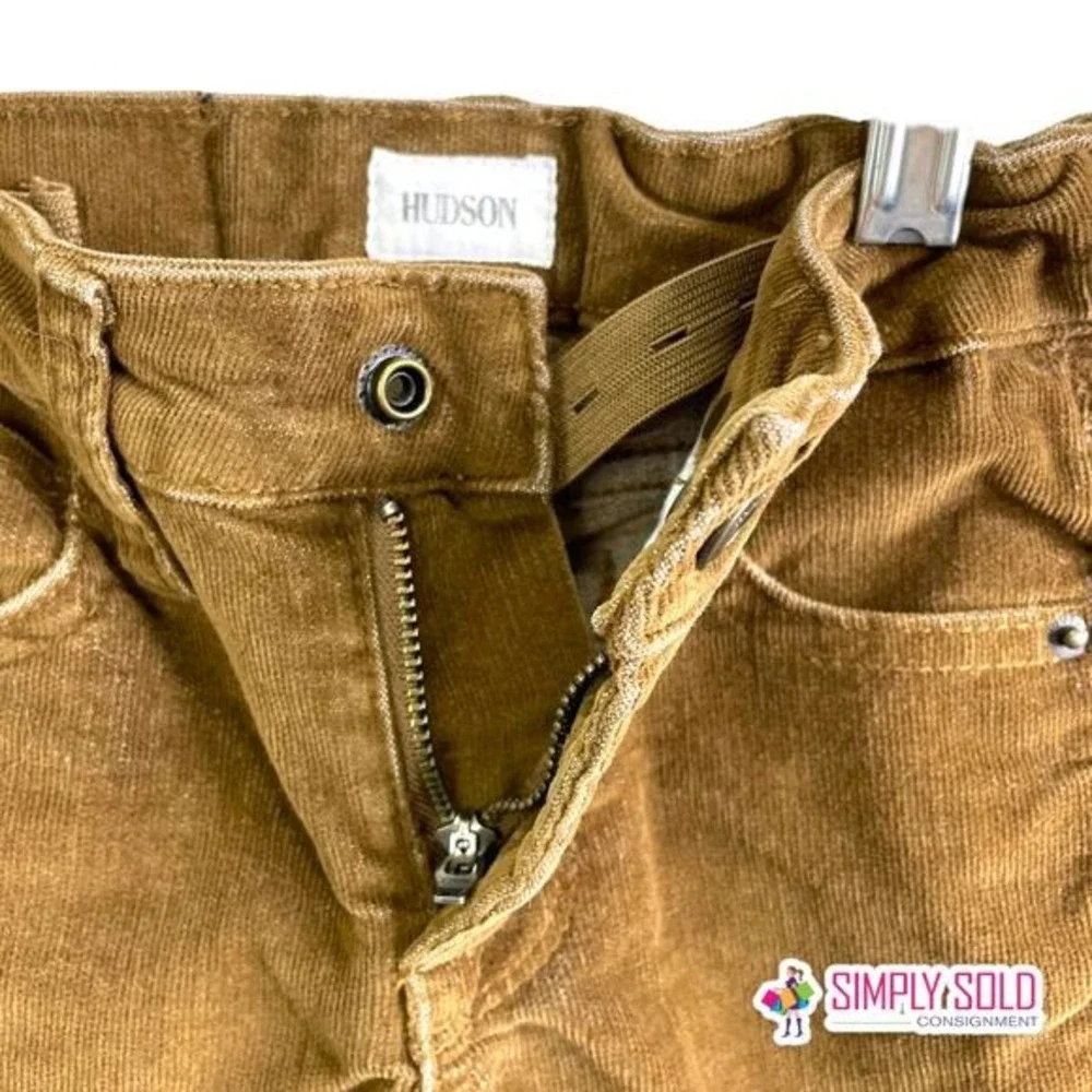 Hudson Boys 2T Brown Corduroy Pants Straight Leg Cotton Stretch Adjustable Waist